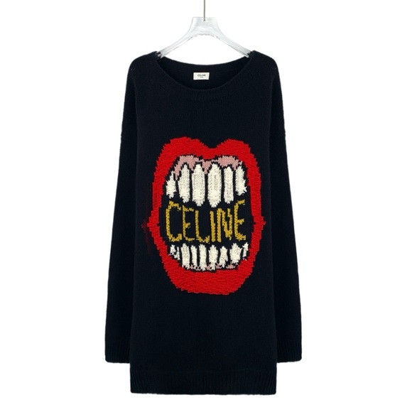 Celine Black Knit with Red and Yellow Graphic - Picture 1 of 8